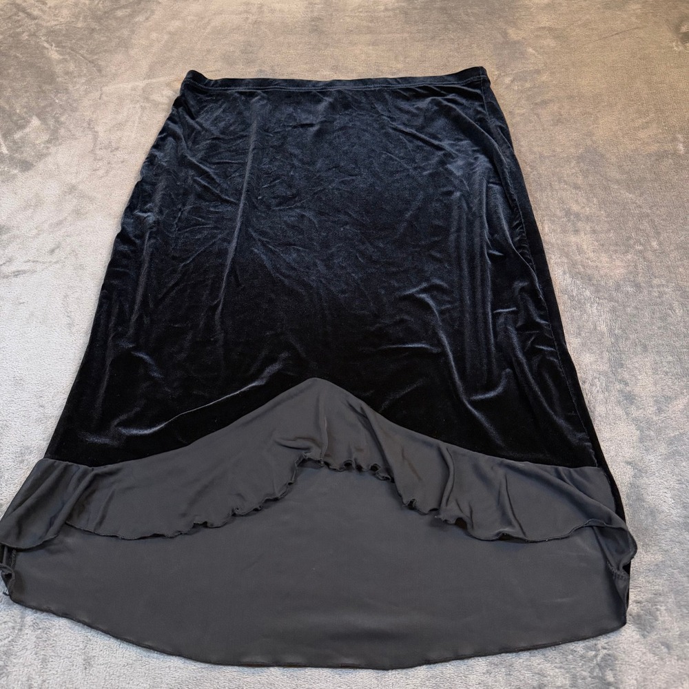Jamie Nicole Collection Skirt Womens Extra Large Black Velvet High Low Ruffle